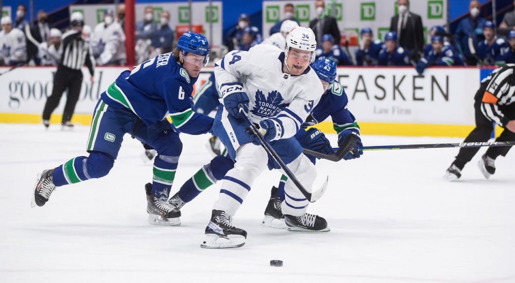 Toronto Maple Leafs centre Auston Matthews (34) skates with the