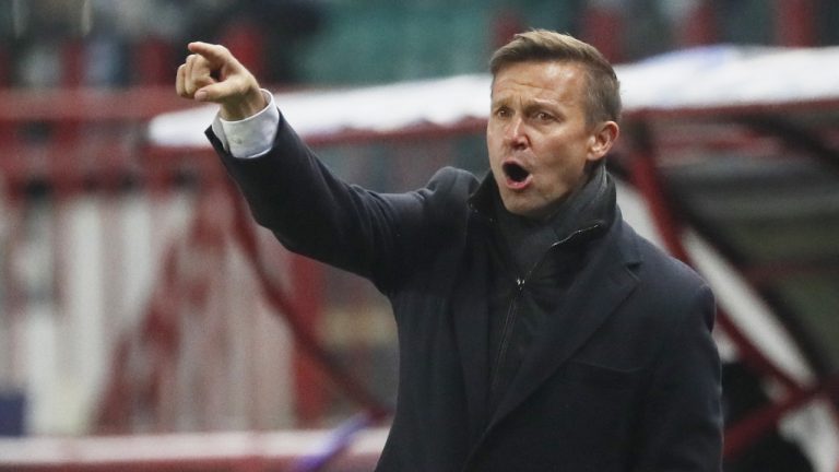 Head coach Jesse Marsch gestures during the Champions League. (Maxim Shipenkov/AP)