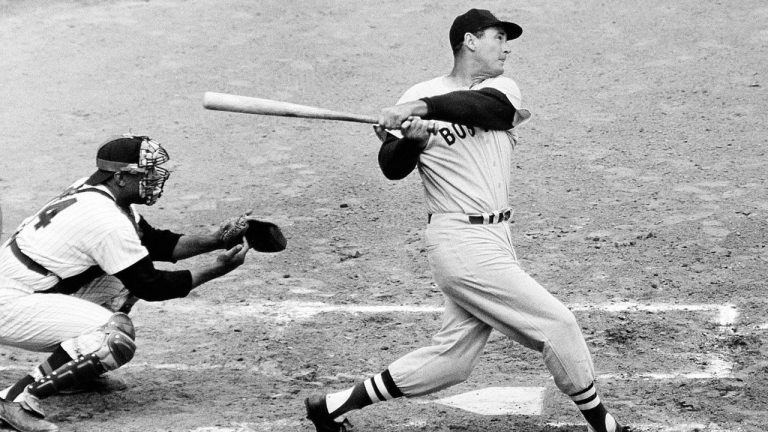 Boston Red Sox great Ted Williams will be featured in nine NFT digital art pieces available for auction. (AP Photo)