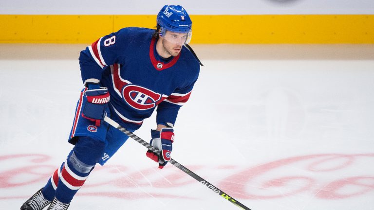 Montreal Canadiens’ Ben Chiarot skates prior to an NHL hockey game against the Toronto Maple Leafs in Montreal, Saturday, February 20, 2021. (Graham Hughes/CP)
