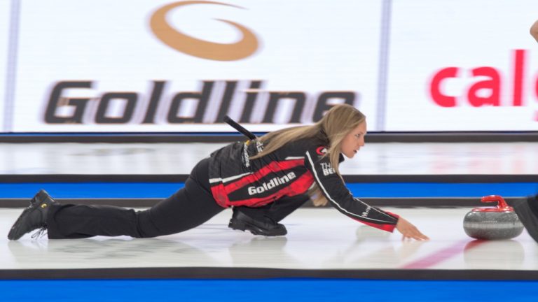 Rachel Homan in action at the 2021 Humpty's Champions Cup at Calgary's WinSport Arena. (Mike Cleasby)