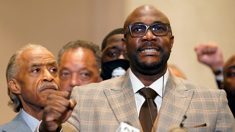 George Floyd's brother Philonise Floyd speaks during a news conference after the verdict was read in the trial of former Minneapolis Police officer Derek Chauvin, Tuesday, April 20, 2021, in Minneapolis. (John Minchillo/AP)