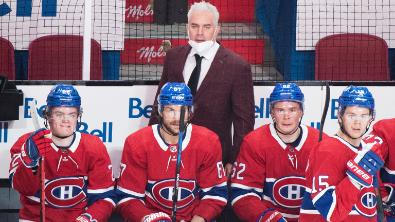 Montreal Canadiens head coach Dominique Ducharme looks on during a game. (Graham Hughes/CP)