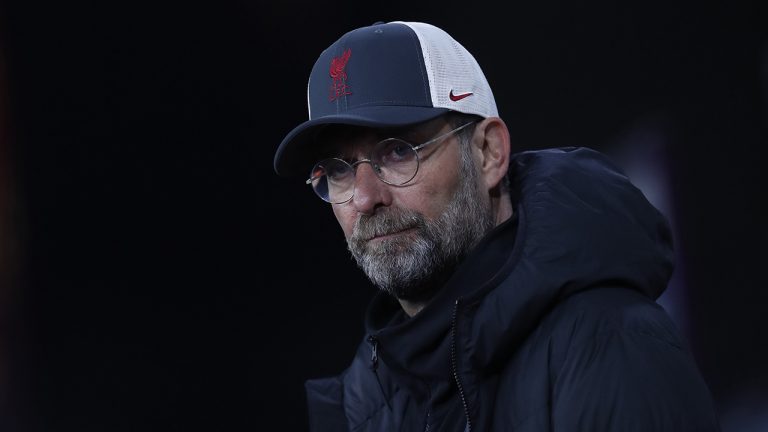 Liverpool's manager Jurgen Klopp addresses the media. (Lee Smith/Pool via AP)