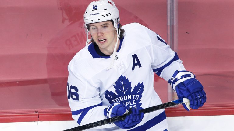 Mitch Marner at a game against the Calgary Flames. (Larry MacDougal/CP)