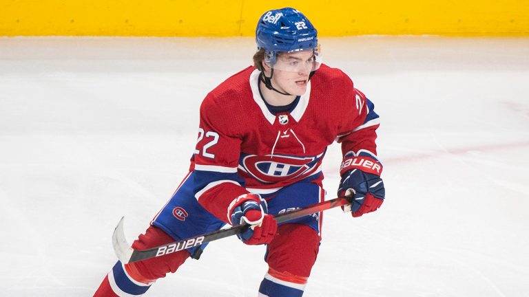 Montreal Canadiens’ Cole Caufield skates during an NHL hockey game against the Ottawa Senators in Montreal, Saturday, May 1, 2021. (Graham Hughes/CP) 