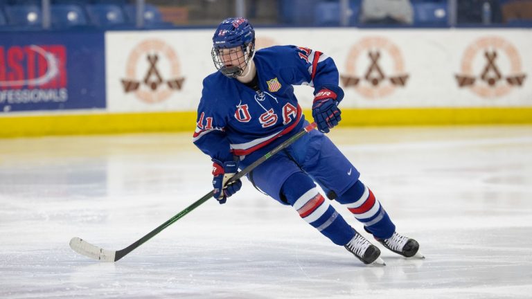 Chaz Lucius is one of the most offensivly gifted players in the 2021 NHL Draft class. (Rena Laverty/USA Hockey's NTDP)