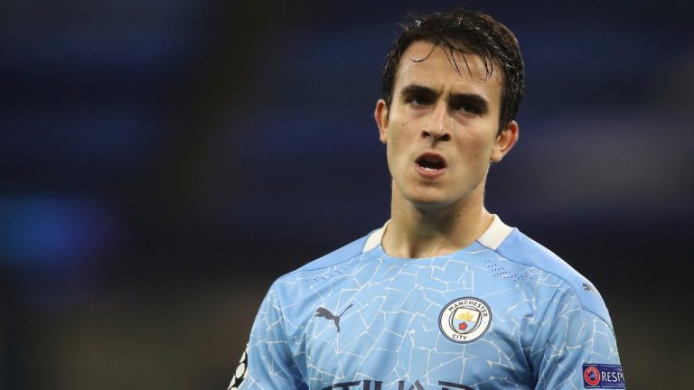 Barcelona says it reached a deal to sign defender Eric Garcia from Manchester City. It brings the 20-year-old defender home four years after he left the club to join the English champion. Barcelona says Garcia’s five-year contract will begin July 1 after his City deal expires. (Martin Rickett/Pool via AP)