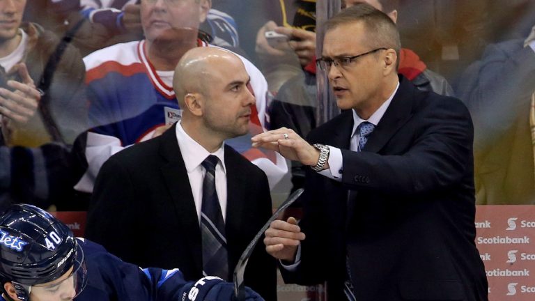 Former Winnipeg Jets assistant coach Pascal Vincent, left, is joining the Columbus Blue Jackets. (Trevor Hagan/CP)