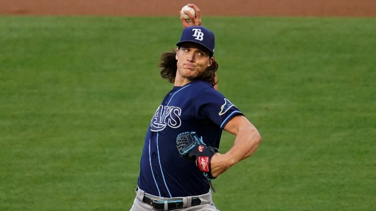 Tampa Bay Rays starting pitcher Tyler Glasnow. (Marcio Jose Sanchez/AP)