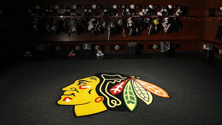 A view of the Chicago Blackhawks dressing room. (Phil Velasquez/Chicago Tribune/Tribune News Service via Getty Images)