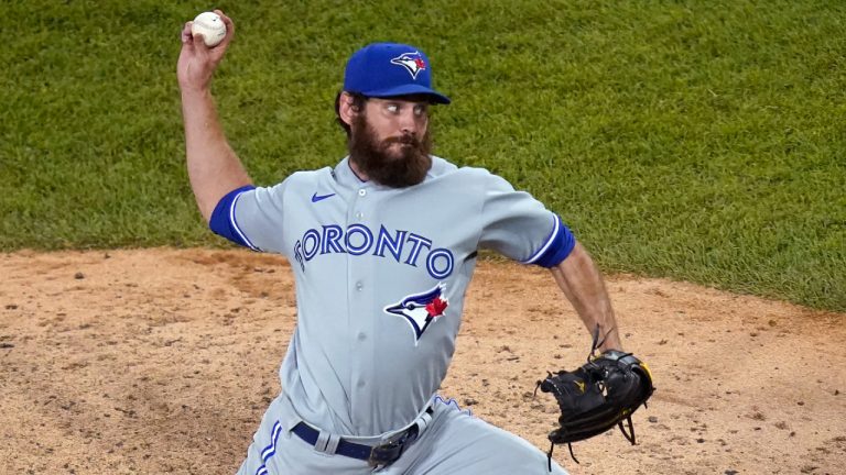 Toronto Blue Jays relief pitcher Jordan Romano delivers during the eighth inning of the team's baseball game against the Chicago White Sox on Wednesday, June 9, 2021, in Chicago. (Charles Rex Arbogast/AP) 
