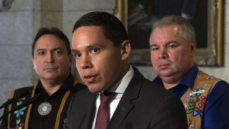 President of the Inuit Tapiriit Kanatami Natan Obed responds to a question in the foyer of the House of Commons in Ottawa on Dec. 15, 2016. (Adrian Wyld/CP)