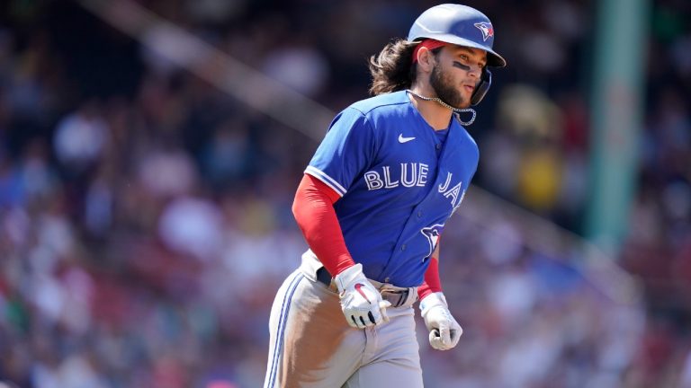 Toronto Blue Jays' Bo Bichette runs the bases after hitting a three-run home run in the fifth inning of a baseball game against the Boston Red Sox, Sunday, June 13, 2021, in Boston. The Blue Jays won 18-4. (Steven Senne/AP) 