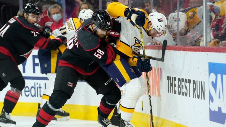 Carolina Hurricanes defenceman Jani Hakanpaa (58). (Gerry Broome/AP)