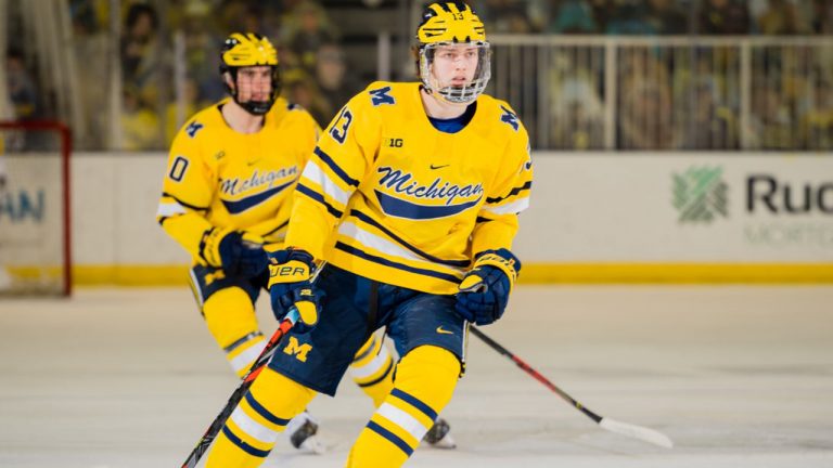 Michigan's Kent Johnson is a top prospect in the 2021 NHL Draft. (Michigan Photography)