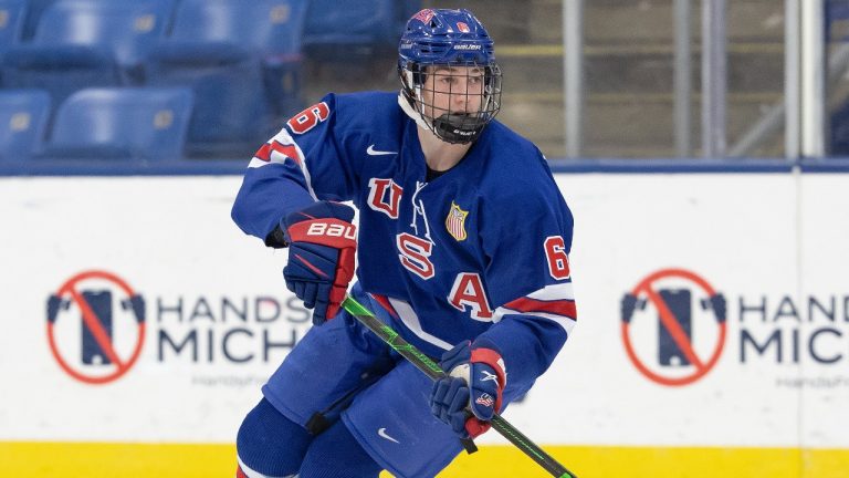 Luke Hughes. (Rena Laverty/USA Hockey's NTDP)