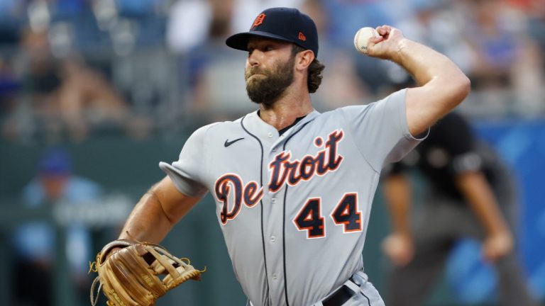 Detroit Tigers relief pitcher Daniel Norris (44) throws to a batter during the fifth inning of a baseball game against the Kansas City Royals at Kauffman Stadium in Kansas City, Mo., Saturday, July 24, 2021. (Colin E. Braley/AP)