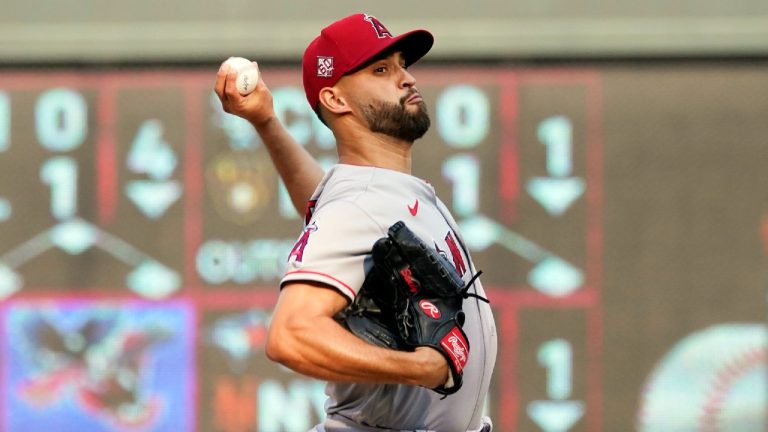 Los Angeles Angels pitcher Patrick Sandoval throws against the Minnesota Twins during a baseball game, Saturday, July 24, 2021, in Minneapolis. (Jim Mone/AP)