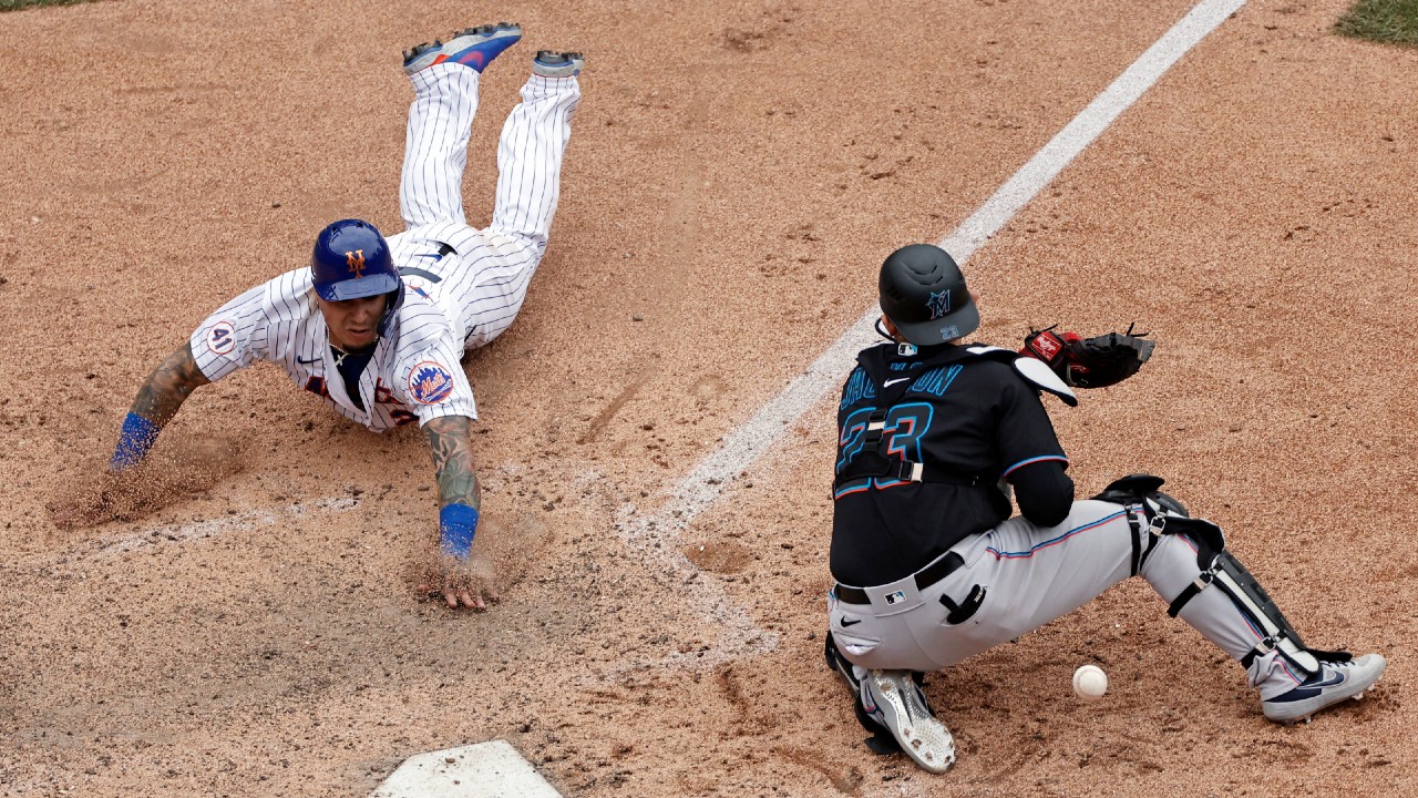 Mets rally past Marlins in wild 9th inning as Javier Baez scores