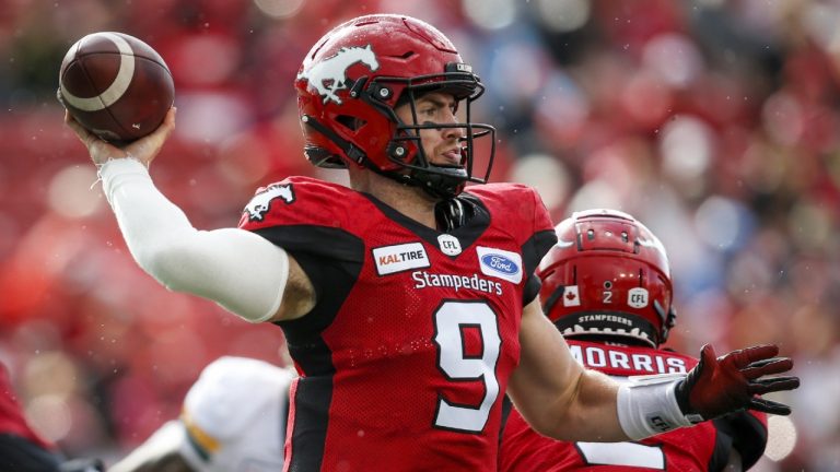 Toronto Argonauts quarterback Nick Arbuckle (formerly of the Calgary Stampeders) throws the ball during first half CFL football action against the Edmonton Eskimos, in Calgary on August 3, 2019 (Jeff McIntosh/CP). 