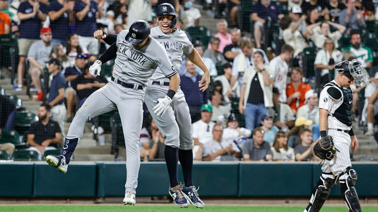 Chicago White Sox's Tim Anderson celebrates his walk-off home run against  the New York Yankees in the ninth inning during a baseball game, Thursday,  Aug. 12, 2021 in Dyersville, Iowa. The Yankees