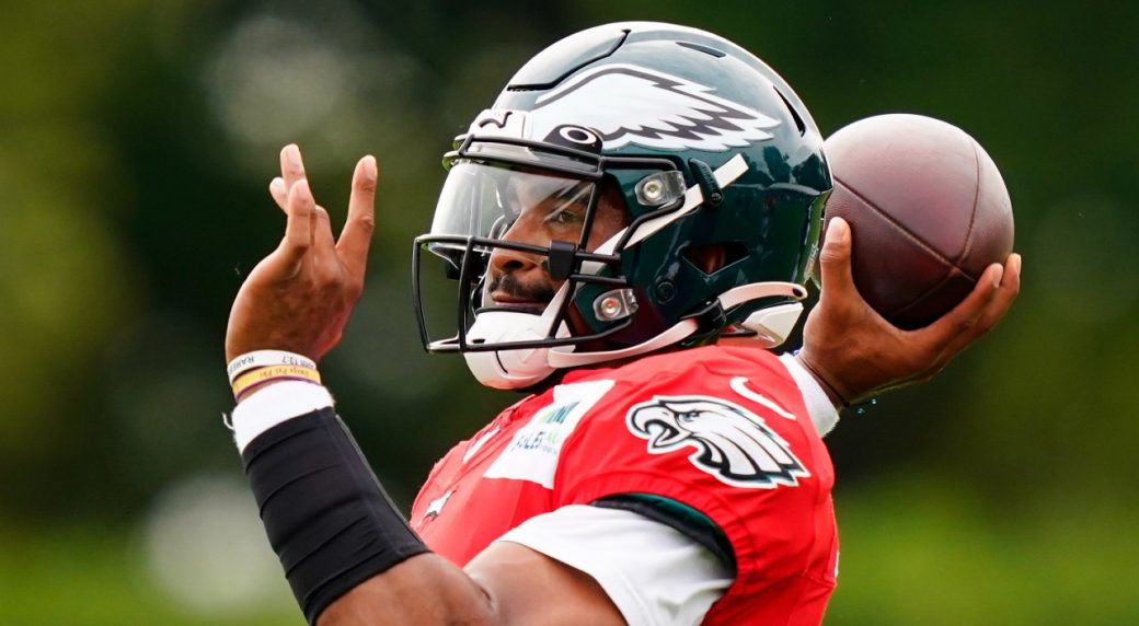 Eagles training camp: Jalen Hurts sporting his new No. 1 jersey