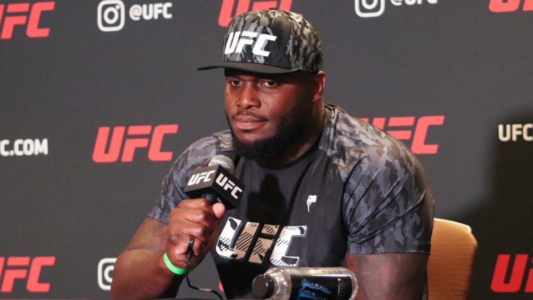 Derrick Lewis interacts with media during the UFC 265: Lewis vs Gane Media day at Hyatt Regency Houston Hotel on August 4, 2021 in Houston, Texas, USA. (Diego Ribas/PxImages/ABACAPRESS.COM)