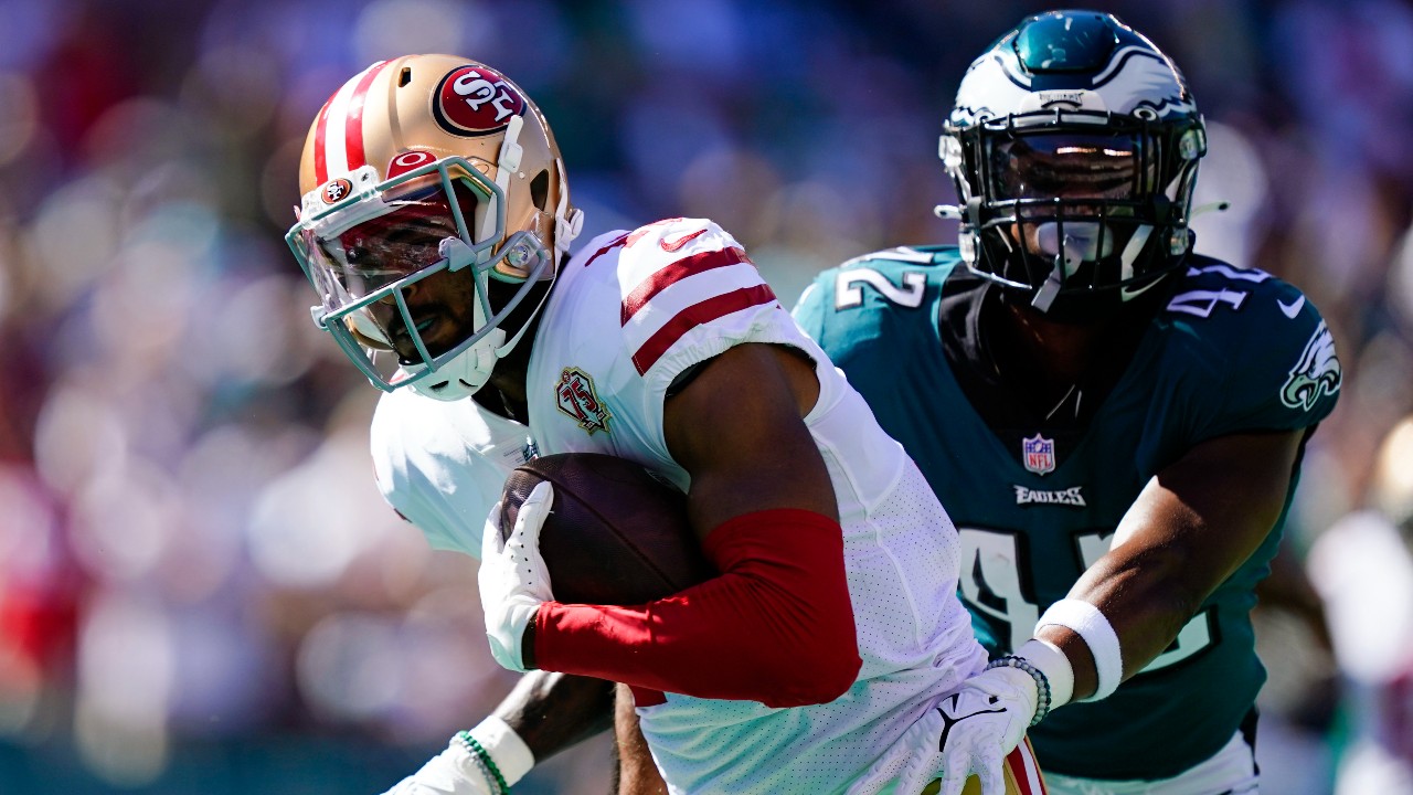 Philadelphia Eagles safety K'Von Wallace (42) stands on the