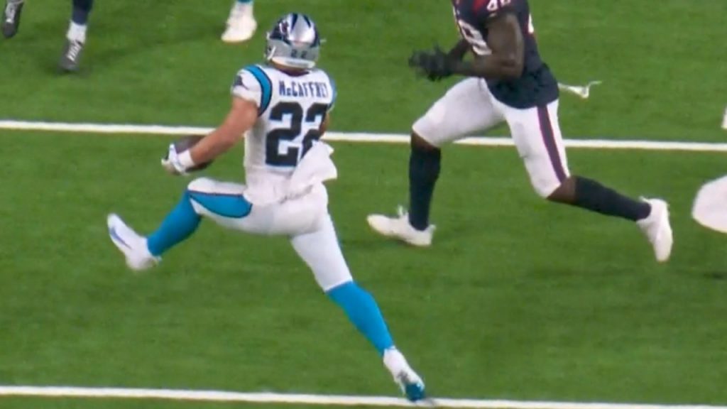 Panthers RB Christian McCaffrey injures hamstring in first half vs. Texans