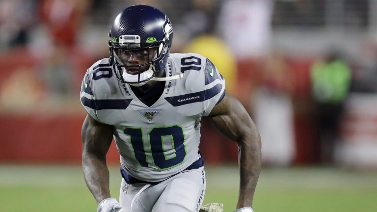 Seattle Seahawks wide receiver Josh Gordon (10) runs against the San Francisco 49ers during the first half of an NFL football game in Santa Clara, Calif., Monday, Nov. 11, 2019 (Ben Margot/AP).