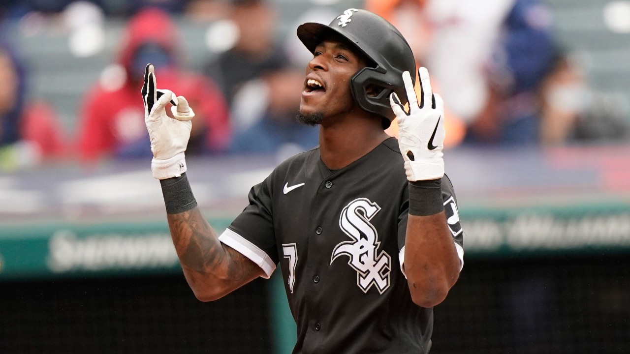 Chicago White Sox shortstop Tim Anderson looks on during a Major