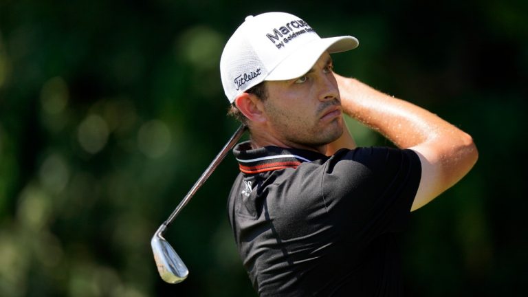 Patrick Cantlay hits from the second tee during the third round of the Tour Championship golf tournament Saturday, Sept. 4, 2021, at East Lake Golf Club in Atlanta. (Brynn Anderson/AP)