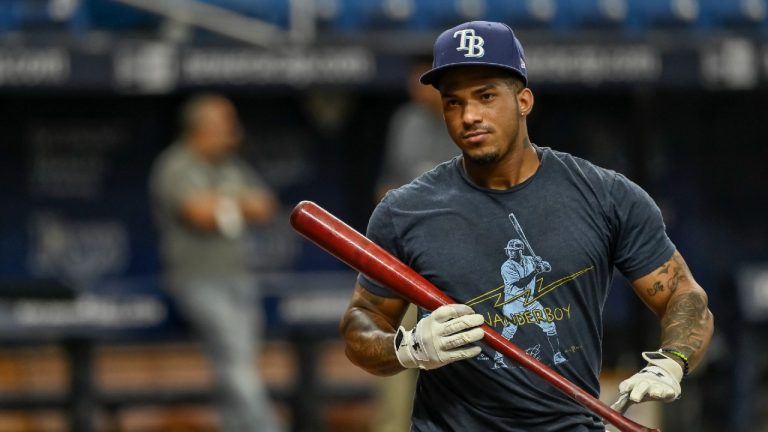 Tampa Bay Rays' Wander Franco steps out of the batting cage. (Steve Nesius/AP)