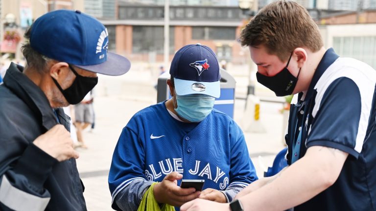 Toronto Blue Jays fans must show proof of being fully vaccinated prior to entering Rogers Centre. (Jon Blacker/The Canadian Press) 