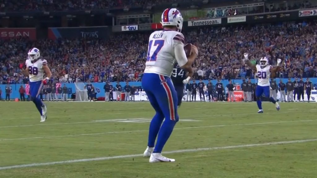 Buffalo Bills quarterback Josh Allen throws out the first pitch prior to  the first inning of a baseball game between The Toronto Blue Jays and New  York Yankees, Thursday, June 17, 2021