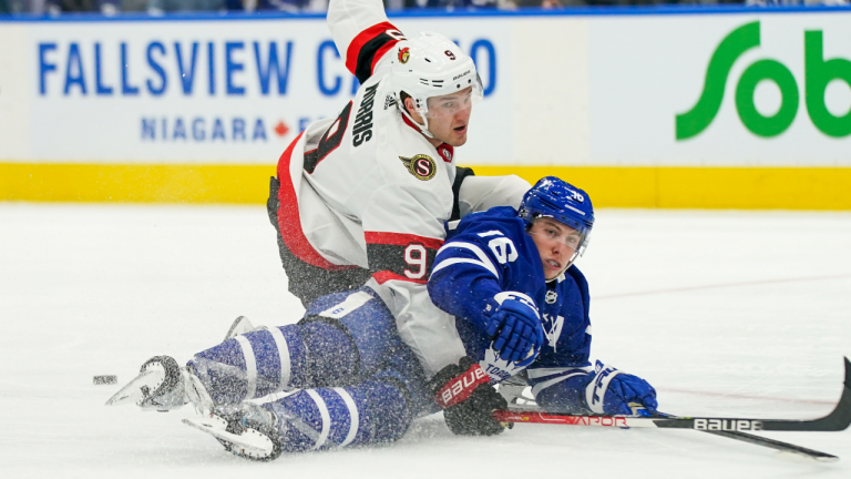 The Maple Leafs are doing anything they can to ease the pressure on $10.9-million superstar  Mitchell Marner. (CP)