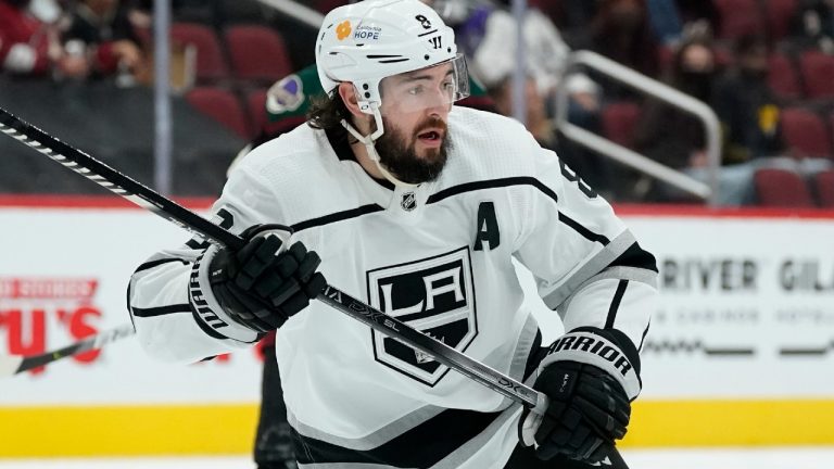 Los Angeles Kings defenceman Drew Doughty skates down ice during the first period of an NHL hockey game against the Arizona Coyotes in Glendale, Ariz. (Ross D. Franklin/AP).