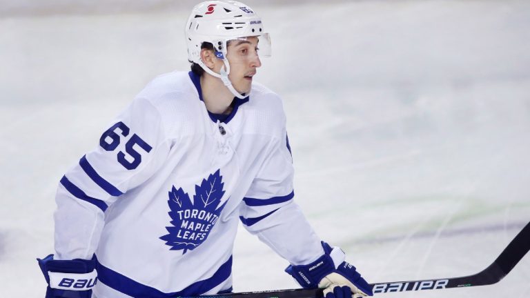 NHL profile photo on Toronto Maple Leafs player Ilya Mikheyev, from Russia, at a game against the Calgary Flames in Calgary, Alta. on April 4, 2021 (Larry MacDougal/CP).