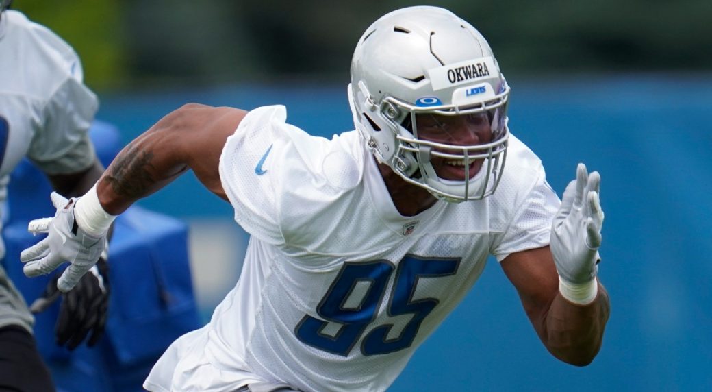 Detroit Lions defensive end Romeo Okwara and linebacker James