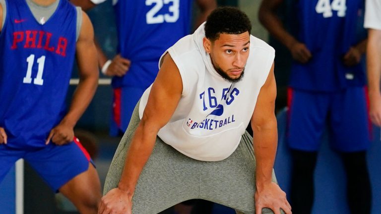 Philadelphia 76ers' Ben Simmons takes part in a practice at the NBA basketball team's facility. (Matt Rourke/AP) 