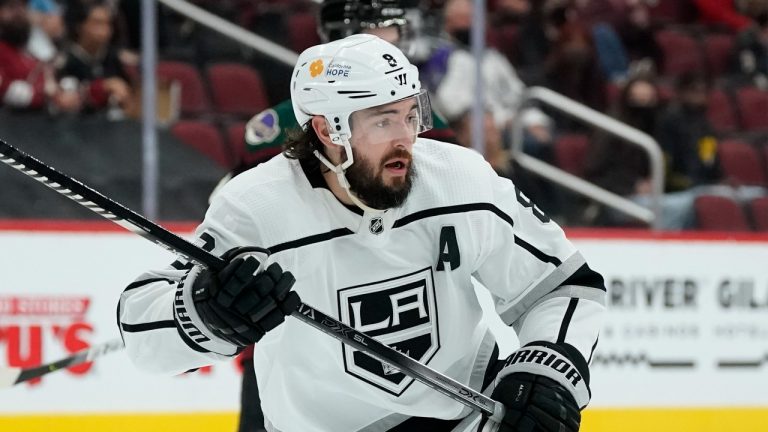 Los Angeles Kings defenseman Drew Doughty skates down ice during the first period of an NHL hockey game against the Arizona Coyotes in Glendale, Ariz. (Ross D. Franklin/AP Photo) 
