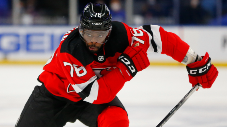 New Jersey Devils defenseman P.K. Subban, seen here during a game in February. (Jeffrey T. Barnes/AP)