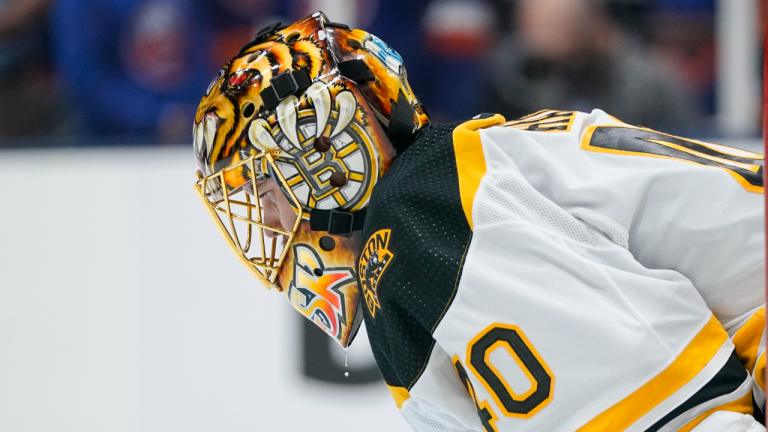 Boston Bruins goaltender Tuukka Rask after New York Islanders' Brock Nelson scored during Game 6 of second-round playoff series June 9, 2021. (AP) 