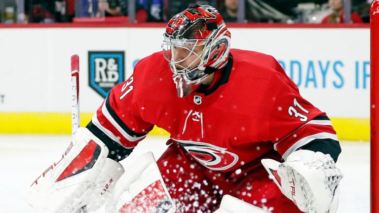 Carolina Hurricanes goaltender Frederik Andersen. (Karl B DeBlaker/AP)