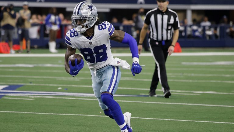 Dallas Cowboys wide receiver CeeDee Lamb (88) gains yards after a catch in the second half of an NFL football game. (Michael Ainsworth/AP Photo)