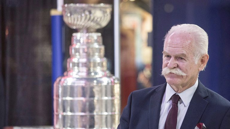 Hockey Hall of Fame chairman Lanny McDonald is pictured near the Stanley Cup. (Chris Young/THE CANADIAN PRESS)