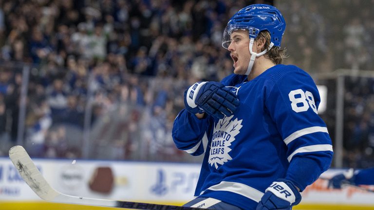 Toronto Maple Leafs winger William Nylander (88) celebrates. (Frank Gunn/CP)