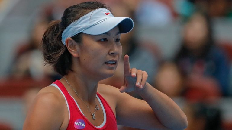 Chinese tennis player Peng Shuai reacts during her women's singles match at the China Open tennis tournament in Beijing on Oct. 5, 2016. When Peng disappeared from public view this month after accusing a senior Chinese politician of sexual assault, it caused an international uproar. But back in China, Peng is just one of several people, activists and accusers alike, who have been hustled out of view, charged with crimes or trolled and silenced online for speaking out about the harassment, violence and discrimination women face every day (Andy Wong/AP).