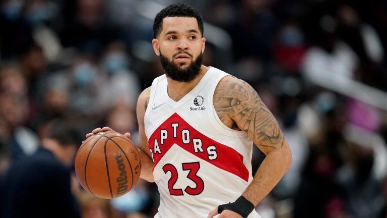 Toronto Raptors guard Fred VanVleet drives the ball in the second half of an NBA basketball game against the Washington Wizards, Wednesday, Nov. 3, 2021, in Washington. (Patrick Semansky/AP)